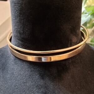 Aldo Womens Fashion Double Lines Gold Tone Choker Necklace with Lobster Clasp